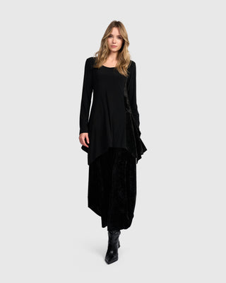 Velvet Panel Tunic Top, Black