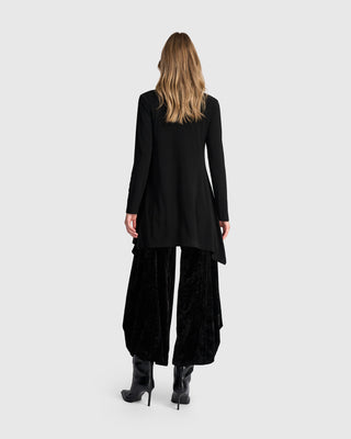 Velvet Panel Tunic Top, Black