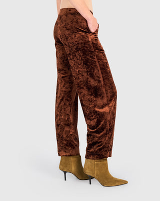 Velvet Slim Lantern Pants, Maple