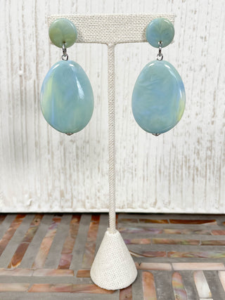 Marbled Drop Earrings, Mint