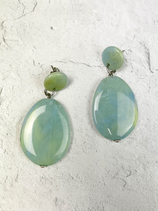 Marbled Drop Earrings, Mint
