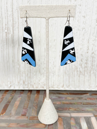 Painted Geometric Shapes Earrings, Black Blue
