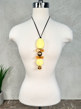 Resin Shapes Pendant Necklace, Yellow