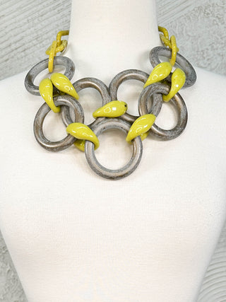 Alisha D Short Resin Links Collar Necklace, Lime - Statement Boutique