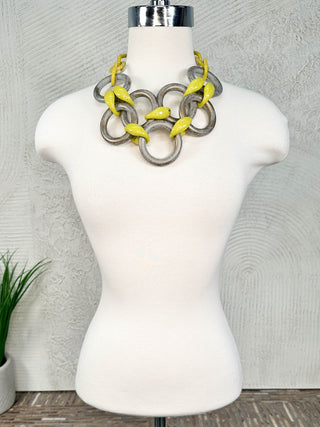Alisha D Short Resin Links Collar Necklace, Lime - Statement Boutique
