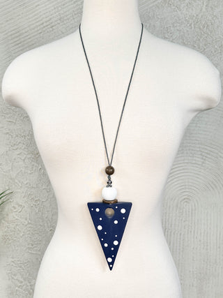 Triangle Pendant Necklace, Blue