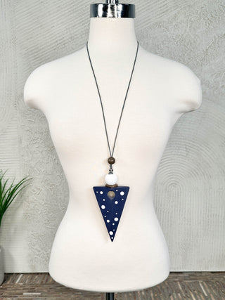 Triangle Pendant Necklace, Blue