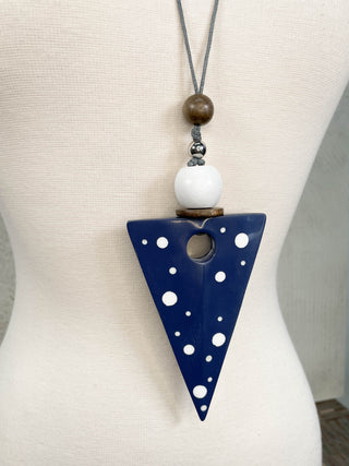 Triangle Pendant Necklace, Blue