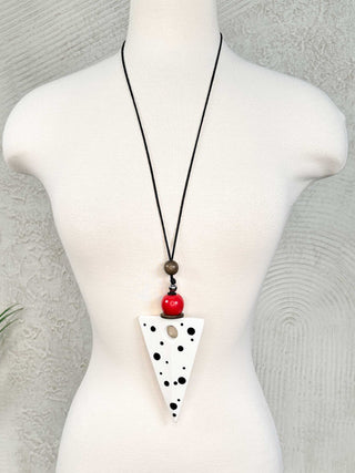 Triangle Pendant Necklace, Black White