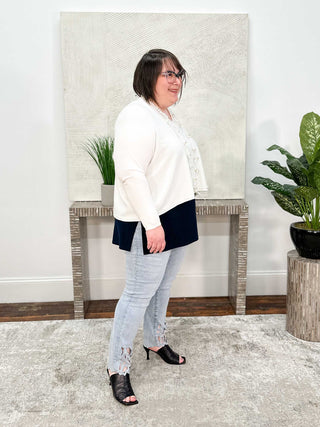 Mika Cropped V-Neck Sweater, Cream