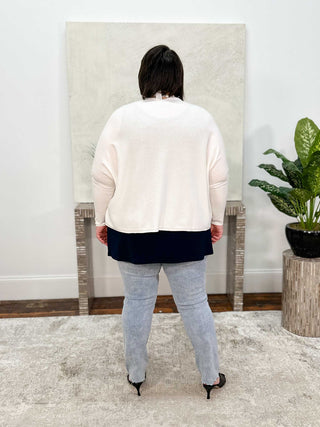 Mika Cropped V-Neck Sweater, Cream