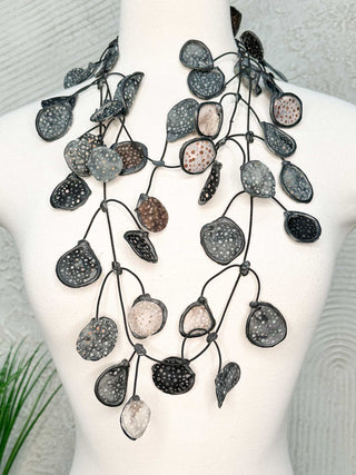 Annemieke Broenink Batik Necklace, Mouse Grey - Statement Boutique