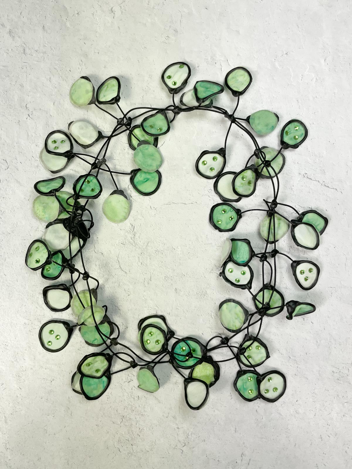 Annemieke Broenink Ink Necklace, Soft Green with Crystals - Statement Boutique
