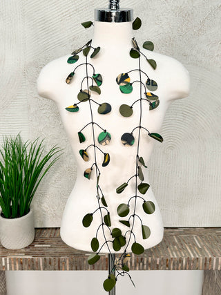 Large Round Double Faced Necklace, Olive/Olive Multi