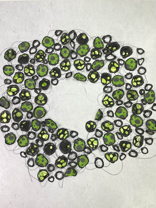 Annemieke Broenink Metallic Polka Dot Circle Necklace, Lime - Statement Boutique