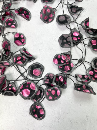 Annemieke Broenink Metallic Polka Dot Necklace, Magenta - Statement Boutique