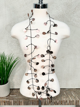 Annemieke Broenink Small Round Double Faced Necklace, Metallic Rose/Neutral - Statement Boutique