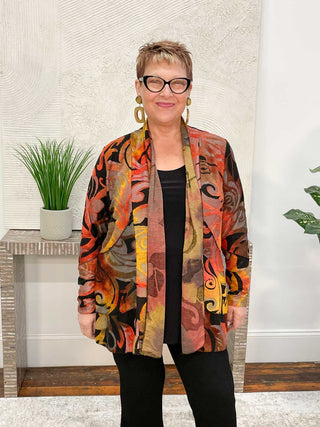 Aris. A Leaves Burnout Knit Cover Up, Bronze - Statement Boutique
