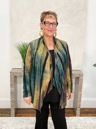 Aris. A Stripes Burnout Knit Cover Up, Teal Multi - Statement Boutique