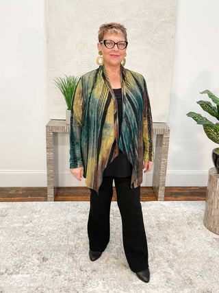 Aris. A Stripes Burnout Knit Cover Up, Teal Multi - Statement Boutique