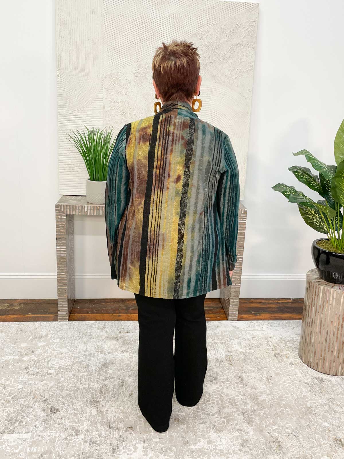 Aris. A Stripes Burnout Knit Cover Up, Teal Multi - Statement Boutique