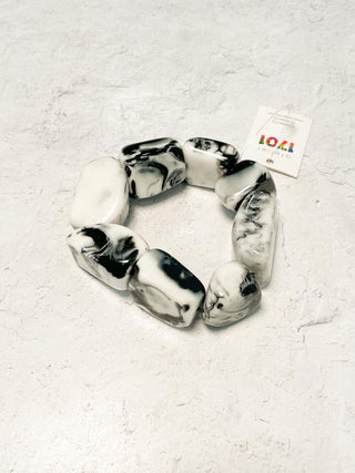 Atelier 1701 Mixed Bead Bracelet, White Black Marble - Statement Boutique