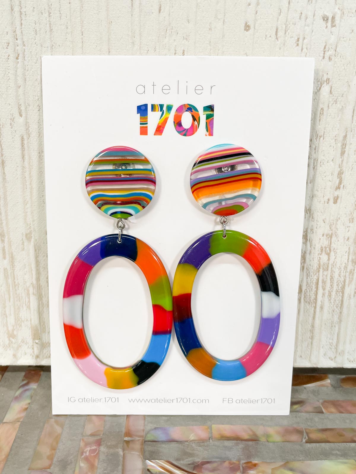 Atelier 1701 Open Oval Post Drop Earrings, Mix - Statement Boutique