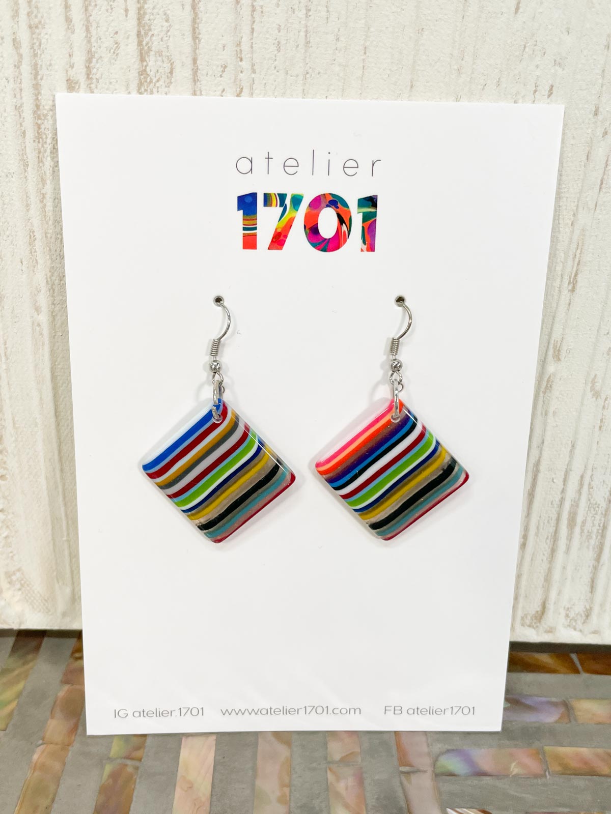 Atelier 1701 Square Drop Earrings, Mix - Statement Boutique