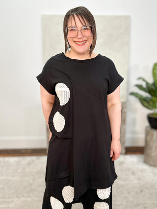 Bread & Butter Applique Circles Hi Lo Top, Black/Cream - Statement Boutique