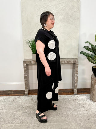 Bread & Butter Applique Circles Hi Lo Top, Black/Cream - Statement Boutique