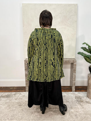 Boat Neck Flare Top with Pockets, Black/Lime