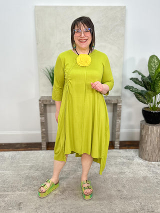 Bread & Butter Cinch Detail Hi Lo Dress, Lime - Statement Boutique