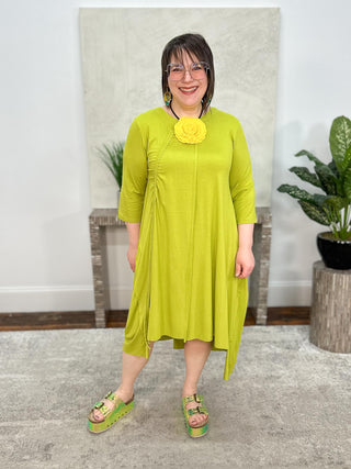 Bread & Butter Cinch Detail Hi Lo Dress, Lime - Statement Boutique
