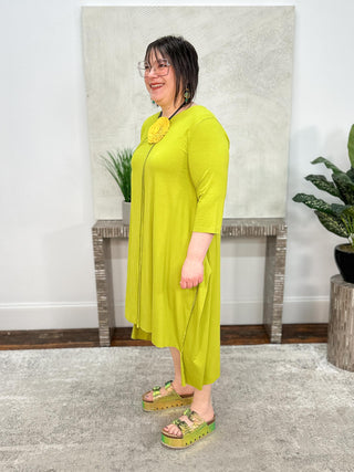 Bread & Butter Cinch Detail Hi Lo Dress, Lime - Statement Boutique