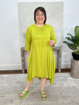 Bread & Butter Cinch Detail Hi Lo Dress, Lime - Statement Boutique