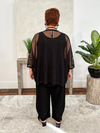 Bread & Butter Crinkle Patch Front Mesh Top, Black - Statement Boutique