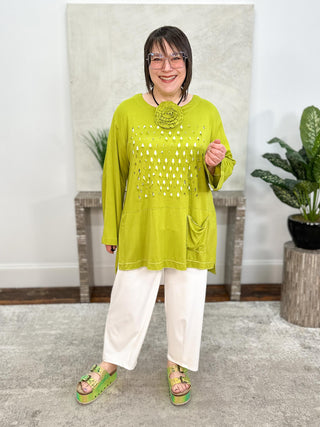 Bread & Butter Cut-Out Tunic, Lime - Statement Boutique
