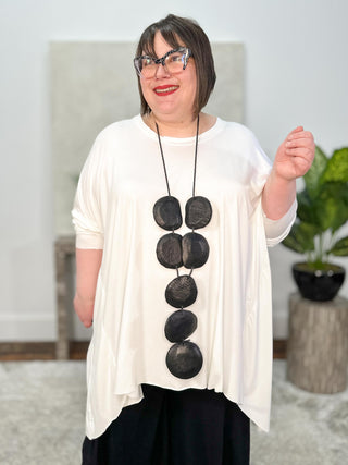 Bread & Butter Leather Pebble Necklace, Black - Statement Boutique
