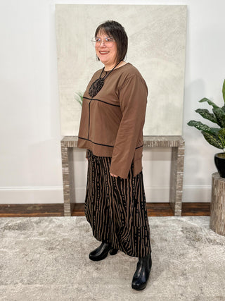 Seamed Balloon Pant, Black/Brown