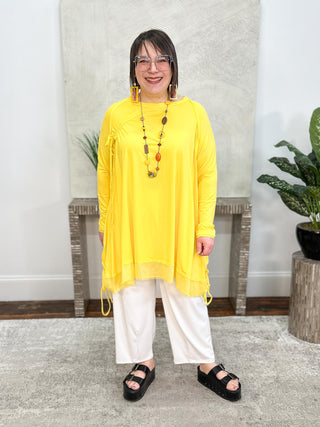 Bread & Butter Oversized Raglan Tunic with Cinch Detail, Yellow - Statement Boutique