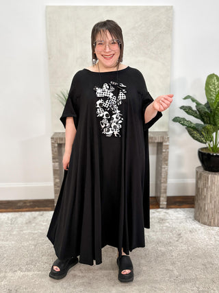 Bread & Butter Oversized Swing Dress with Cinch Back Detail, Black - Statement Boutique