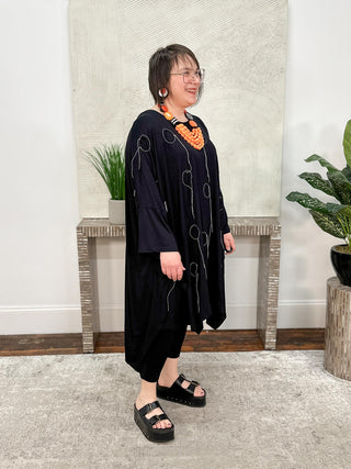 Bread & Butter Oversized Tunic with Circles Stitch Detail, Black - Statement Boutique