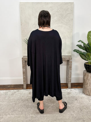 Bread & Butter Oversized Tunic with Circles Stitch Detail, Black - Statement Boutique