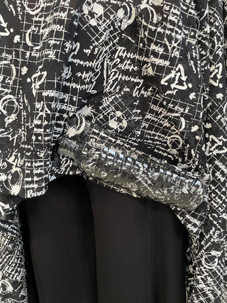 Recycle Print Oversized Top with Bottle Detail, Black/White