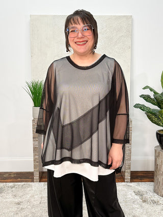 Panel Accent Mesh Top, Black