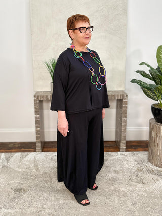 Bread & Butter Panel Detail Boxy Top, Black - Statement Boutique