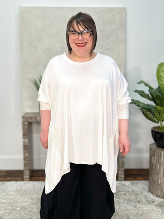 Bread & Butter Slit Back High Low Tunic, White - Statement Boutique