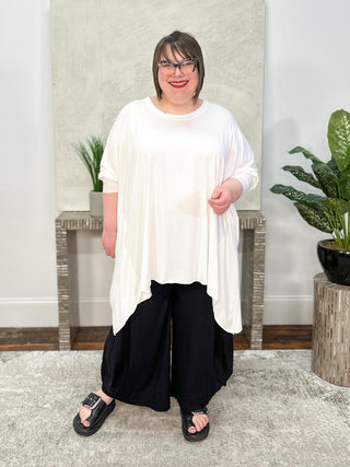 Bread & Butter Slit Back High Low Tunic, White - Statement Boutique