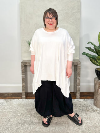 Bread & Butter Slit Back High Low Tunic, White - Statement Boutique