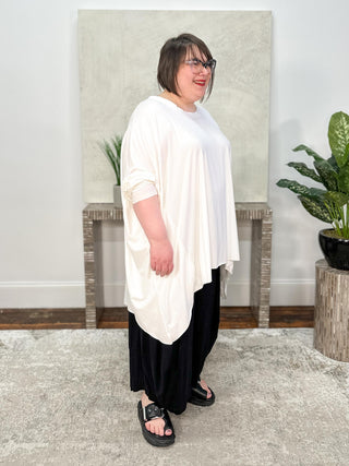 Bread & Butter Slit Back High Low Tunic, White - Statement Boutique